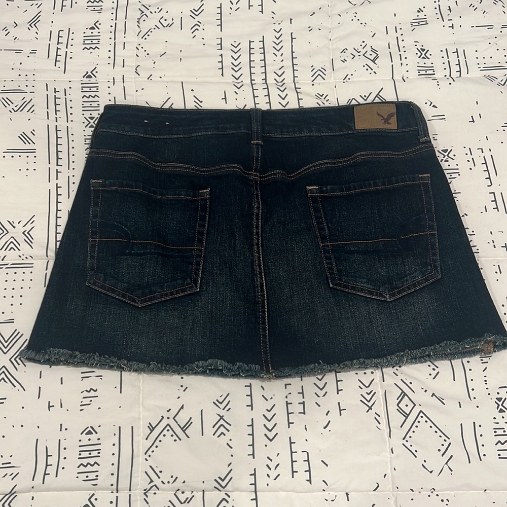 American Eagle Denim Mini Skirt Dark Blue w/ Stretch Size 10 - Picture 8 of 8